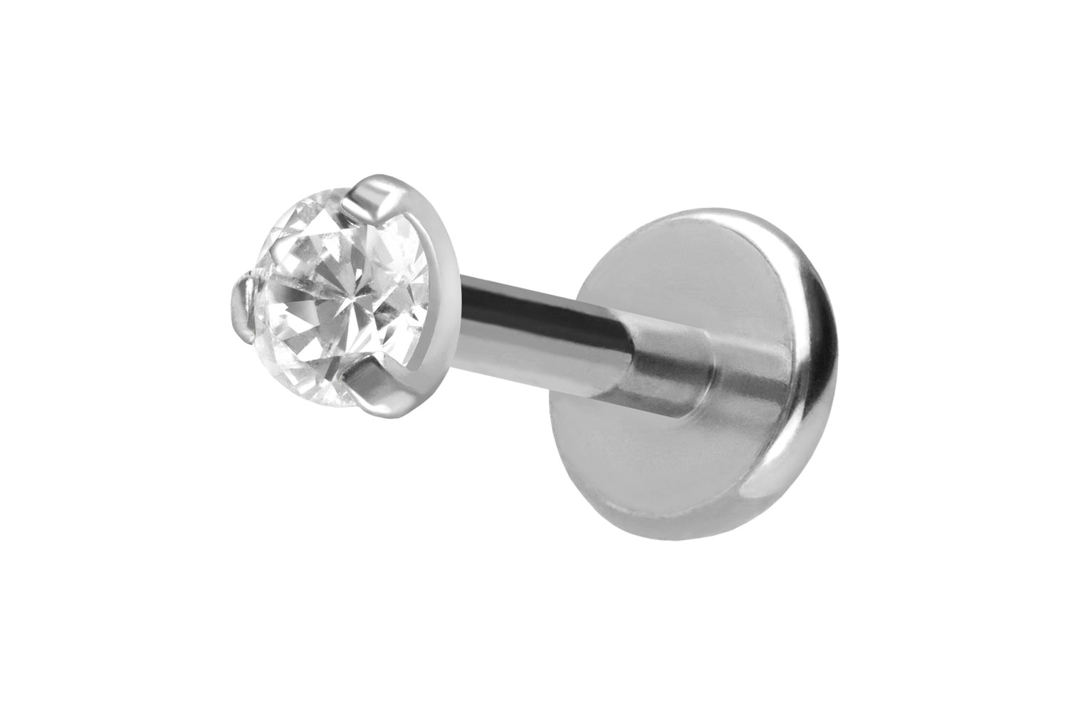 Titan Labret Piercing mit Push Fit EINGEFASSTER KRISTALL